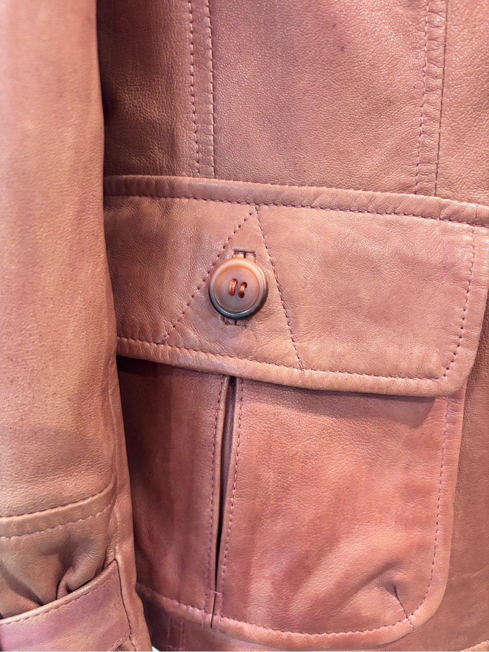 Danier genuine leather blazer jacket coral/dusty rose large button front - Picture 4 of 14